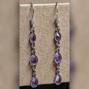 LN Amethyst sterling silver dangling earrings